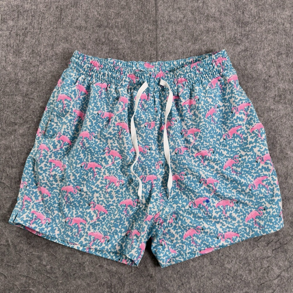 Chubbies Swim Trunks Men M "Domingos Are For Flamingos" Mesh Lined Preppy Shorts